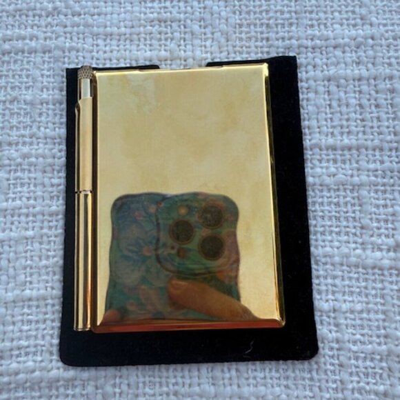 Vintage Gorgeous Victorian Fashion Ornate Gold Tone Metal Note Pad Memo Book - Picture 2 of 3